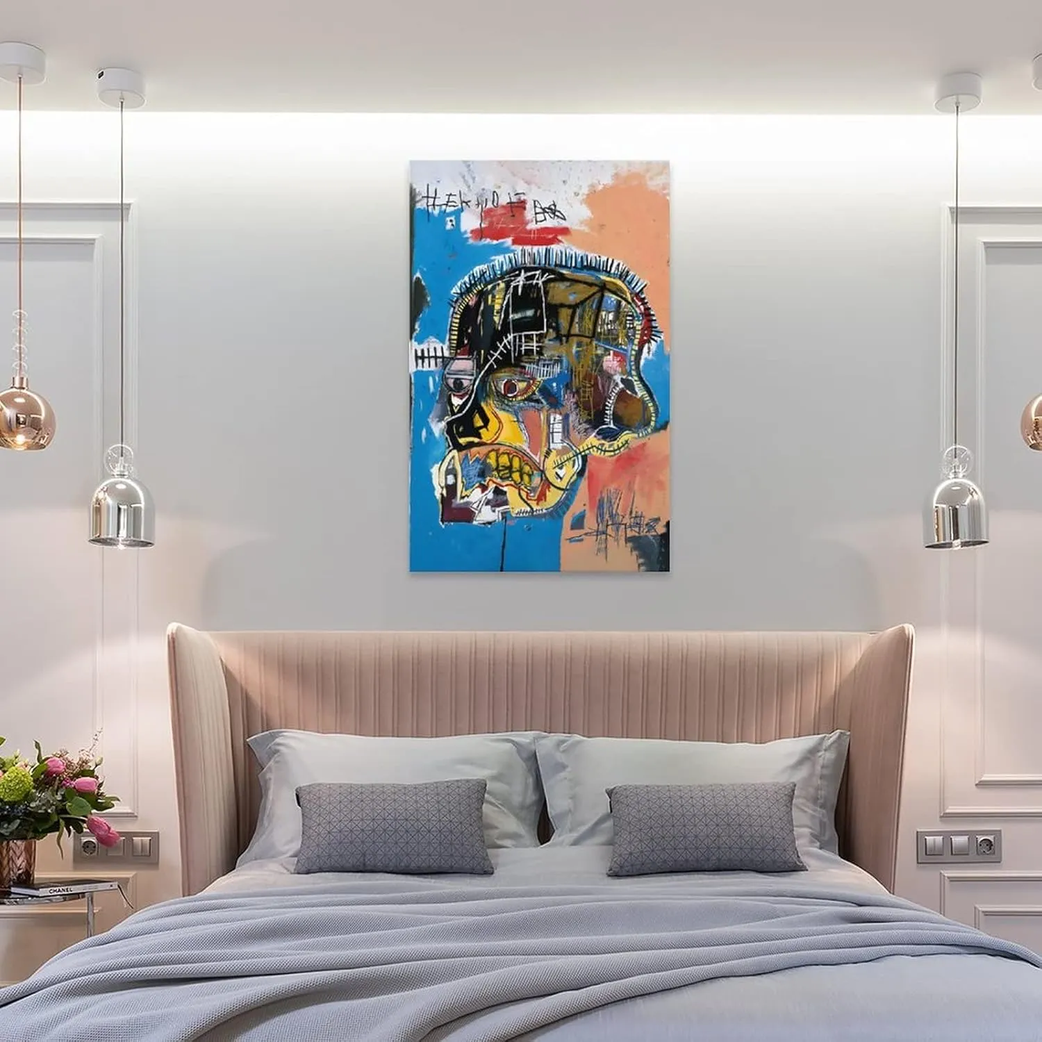 RIUFIN Canvas Print Wall Art Skull Poster Untitled 1981 Street Graffiti Art Picture Theme Party Decor Modern Poster Art Paintings on Canvas for Home Room Office Wall Decoration 16x24inch(40x60cm)