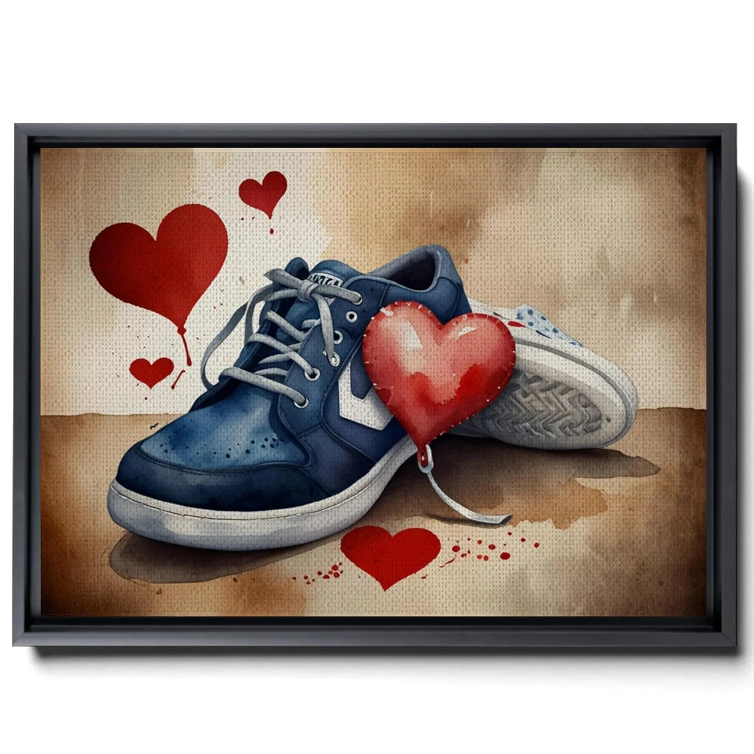 Romantic Valentine's Day Canvas Print Wall Art, red hearts Canvas Wall Art, shoes and a heart Canvas Print, Romantic Valentines Day wall decoration for couples, Arts