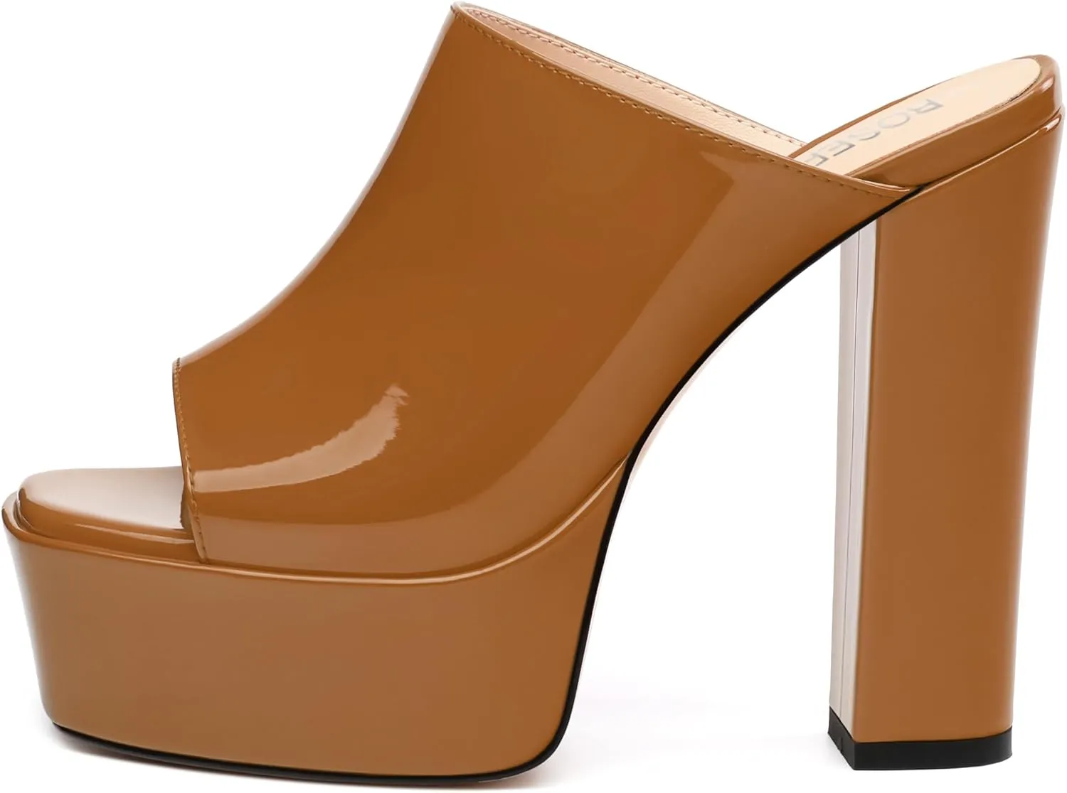 ROSERWISH Women's Platform Heels High Chunky Block Heel Sandals Sexy Open Toe Slip on Heels for Women Slide Mules Dressy Pumps Shoes