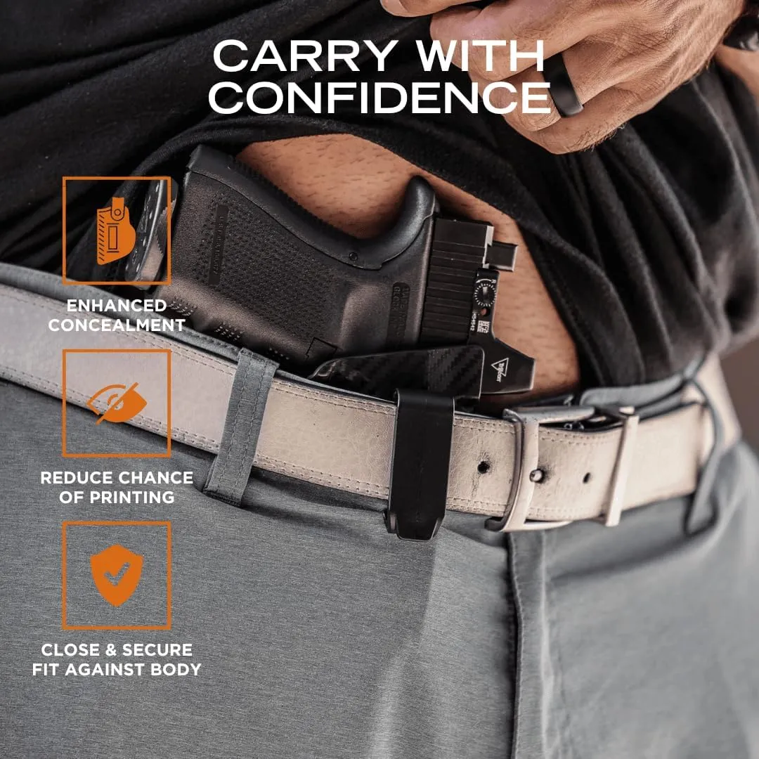 Rounded Tuckable Holster - IWB, Inside Waistband Concealed Carry, American Made, Concealment Express, Black Kydex, Optics Ready, Fits: