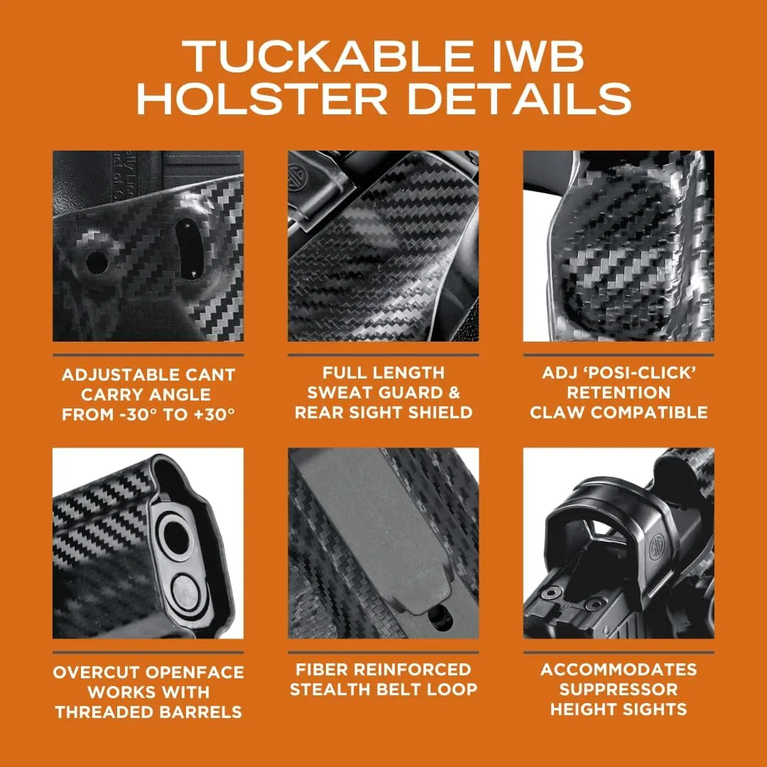 Rounded Tuckable Holster - IWB, Inside Waistband Concealed Carry, American Made, Concealment Express, Black Kydex, Optics Ready, Fits: