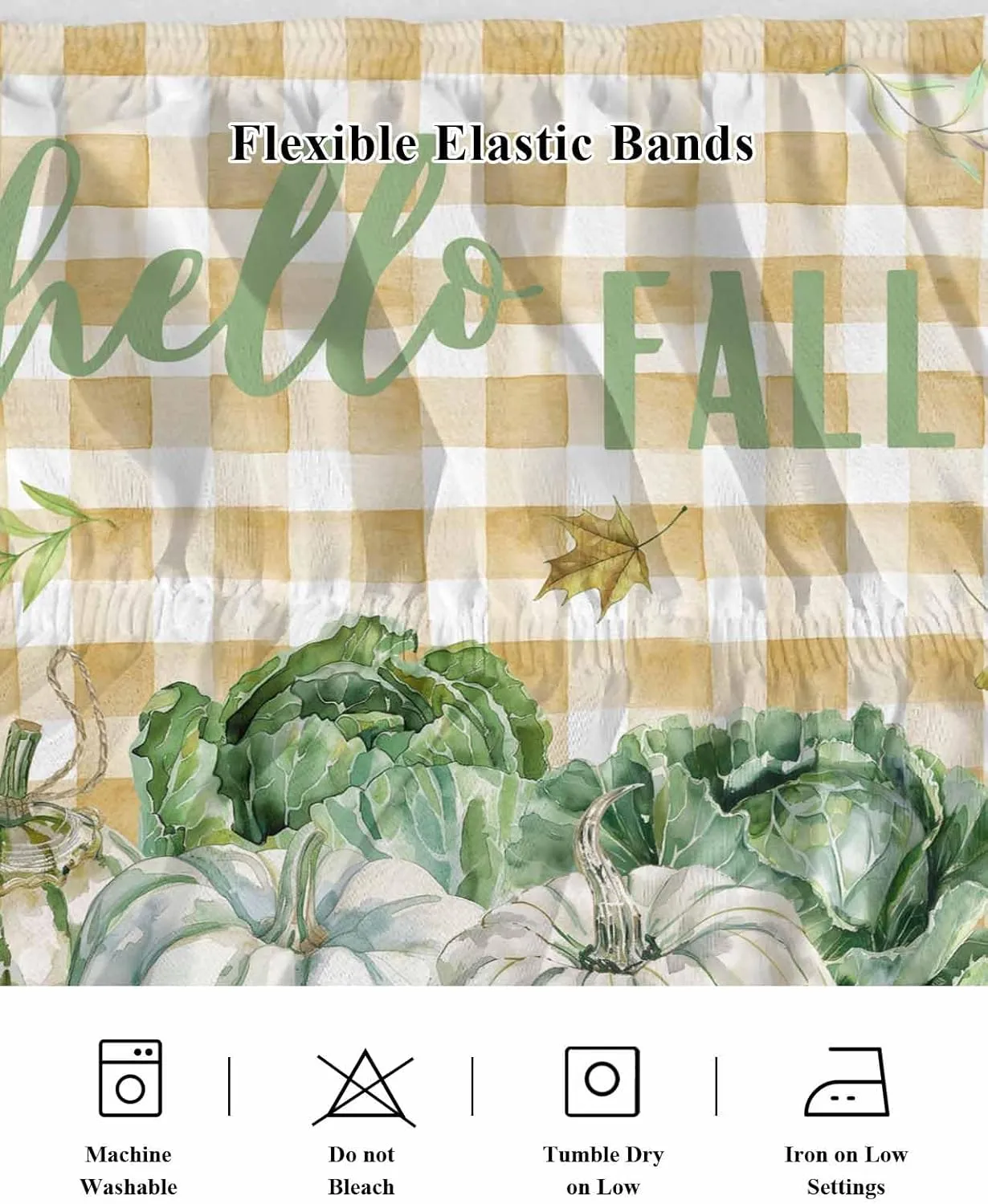 Ruffle Bed Skirts for California King Beds 18 Inch Drop Fall Thanksgiving Pumpkin Cabbage Leaves Plaid Adjustable Elastic Ruffled Wrap Around Bed Skirt Pleated Luxury Dust Ruffles