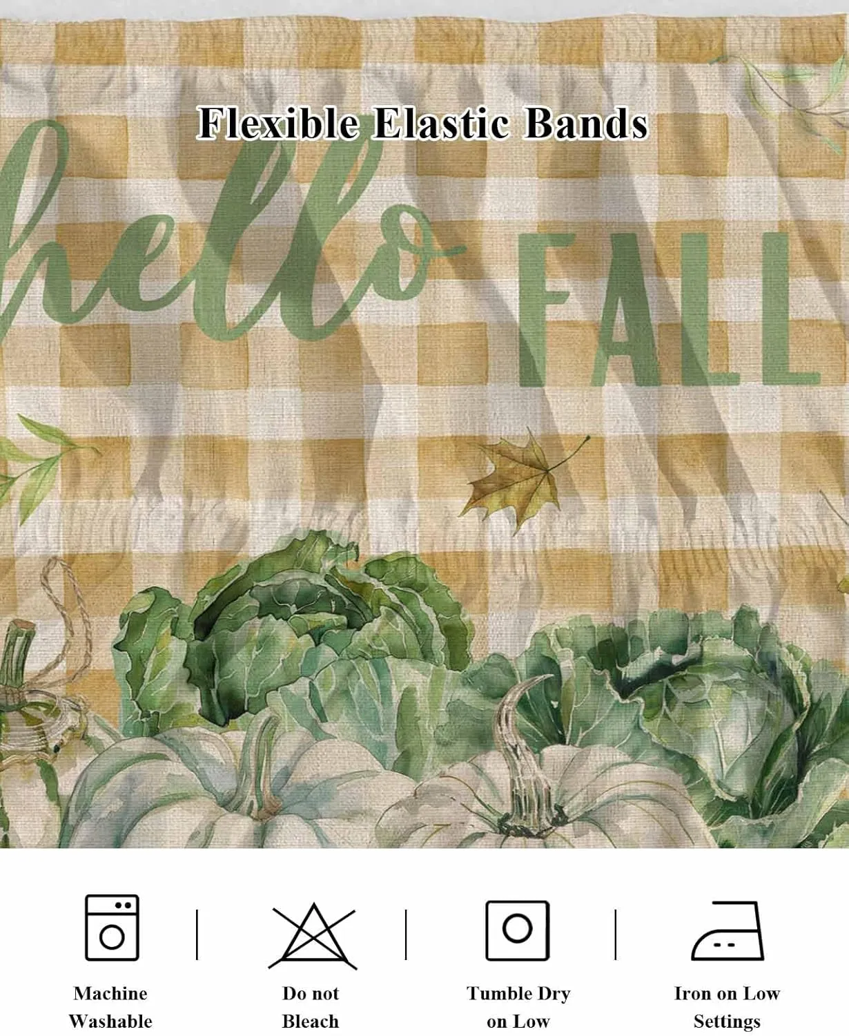 Ruffle Bed Skirts for King Beds 18 Inch Drop Fall Thanksgiving Pumpkin Cabbage Leaves Plaid Linen Adjustable Elastic Ruffled Wrap Around Bed Skirt Pleated Luxury Dust Ruffles