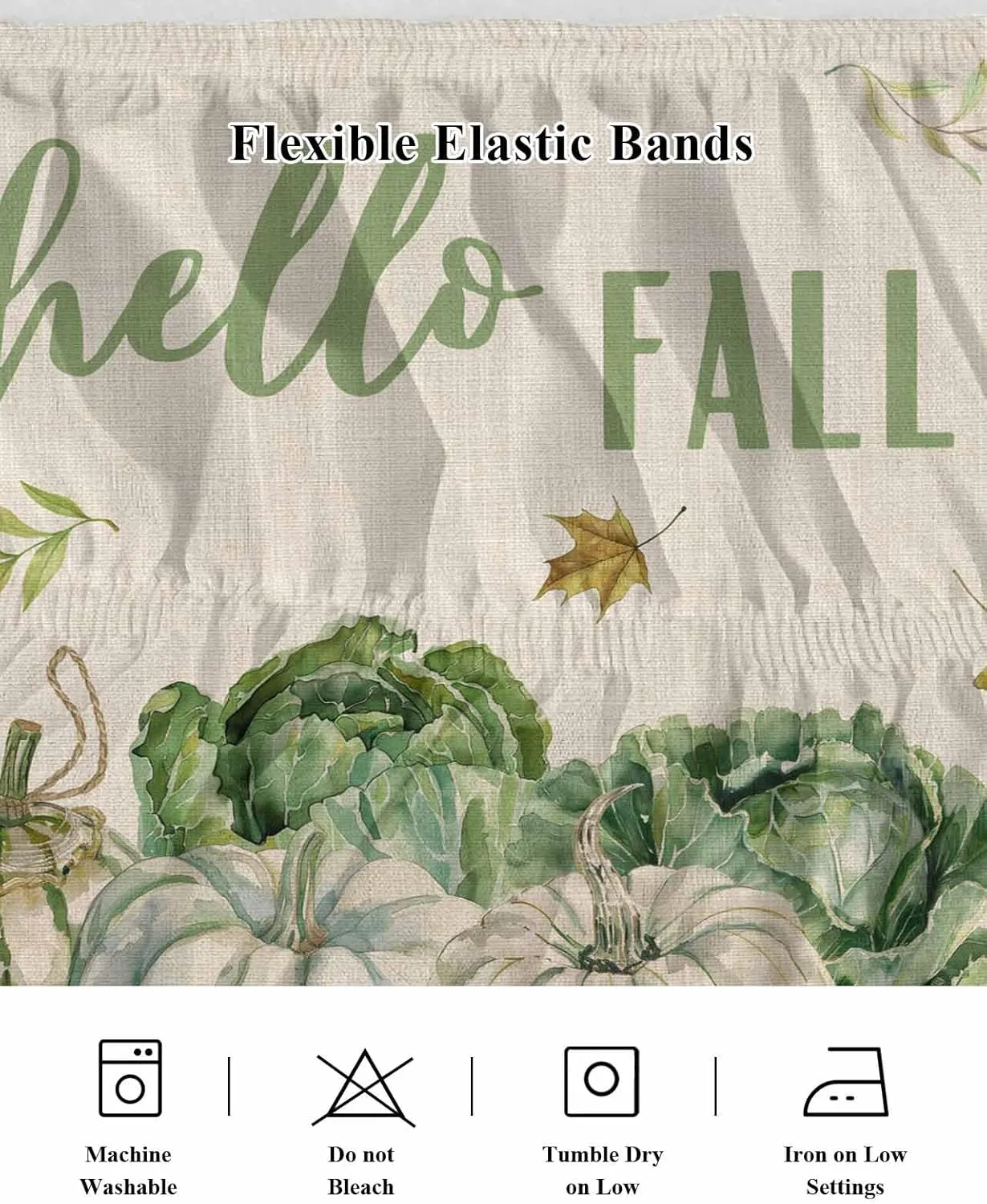 Ruffle Bed Skirts for Queen Beds 18 Inch Drop Fall Thanksgiving Pumpkin Cabbage Leaves Linen Adjustable Elastic Ruffled Wrap Around Bed Skirt Pleated Luxury Dust Ruffles