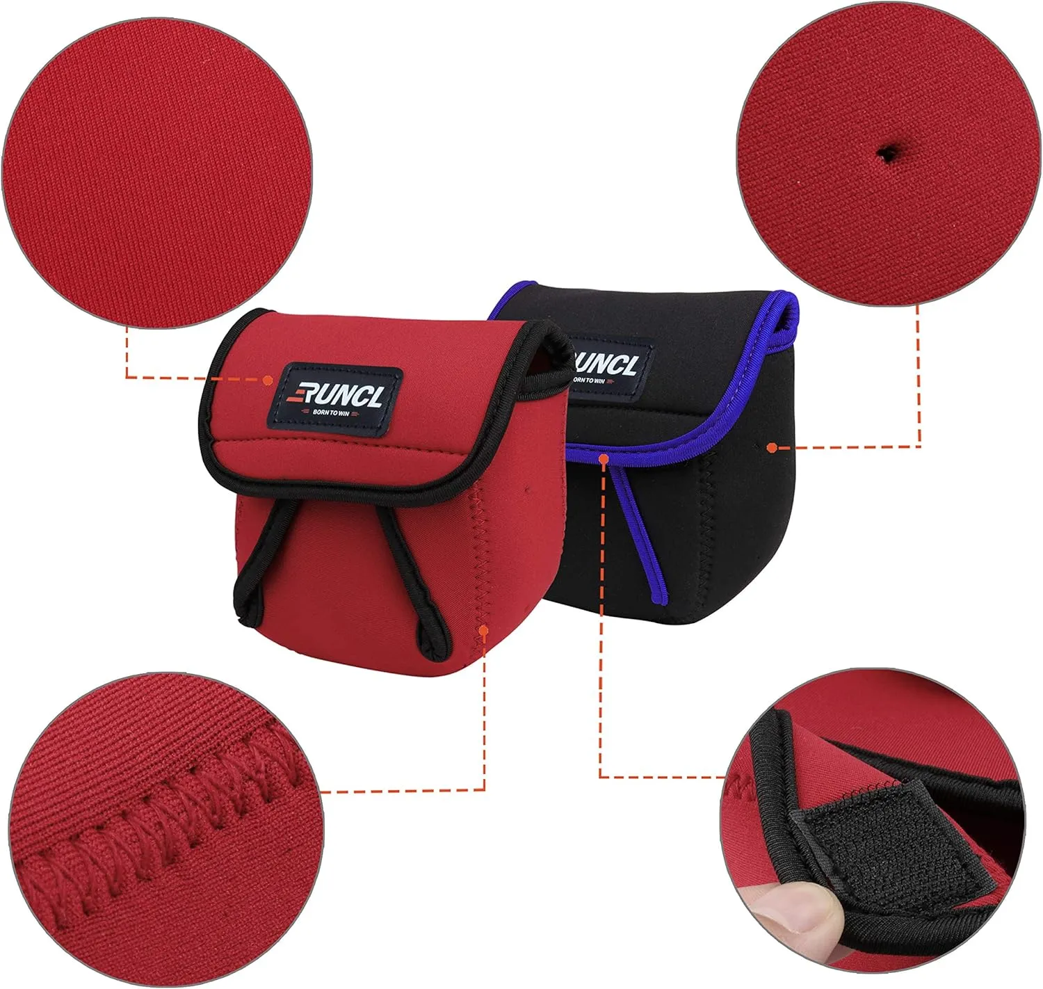 RUNCL Fishing Rod Sleeves & Reel Bags, Spinning/Casting Rod Socks & Spinning/Baitcasting Reel Covers - Protection Solution, Space Saver, Perfect Storage - Fishing Pole Sleeves & Reel Pouch (2 Pack)