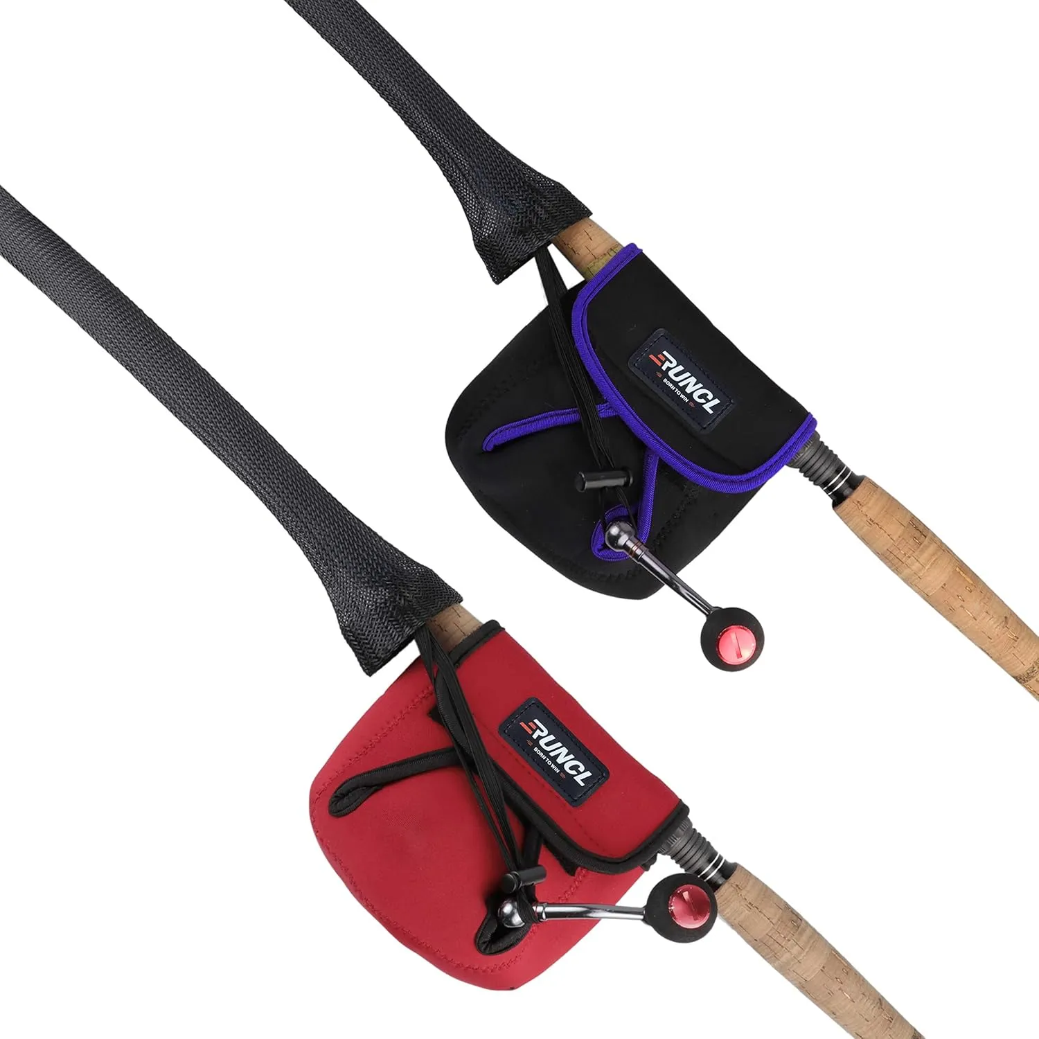 RUNCL Fishing Rod Sleeves & Reel Bags, Spinning/Casting Rod Socks & Spinning/Baitcasting Reel Covers - Protection Solution, Space Saver, Perfect Storage - Fishing Pole Sleeves & Reel Pouch (2 Pack)