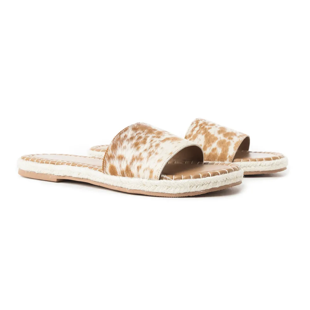 Running Pony Sandals In Brown & White Hairon
