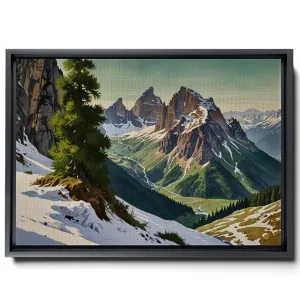Rustic Mountain, Landscape Print, Mountain Art Print, Rustic Landscape Print, Mountain Canvas, Valley On The Snowy Slopes, Forest Prints, Canvas, Art Prints, Wall Art Decor, Arts