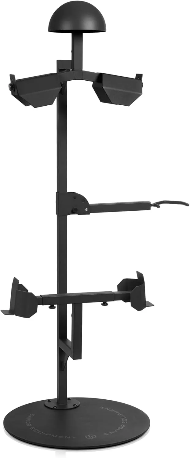 Savior Equipment H.A.B Tactical Gear Stand Helmet Vest Belt Display Rack, Military Gear Holder Plate Carrier Indoor Home Garage Free-Standing Organizer, Heavy Duty Steel Construction Hold Up To 70 lbs