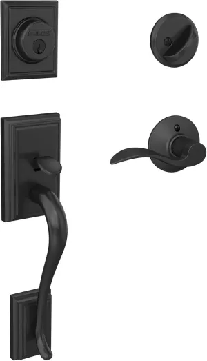 Schlage F60 ADD 622 ACC LH Plymouth Front Entry Handleset with Left-Handed Accent Lever, Deadbolt Keyed 1 Side, Matte Black