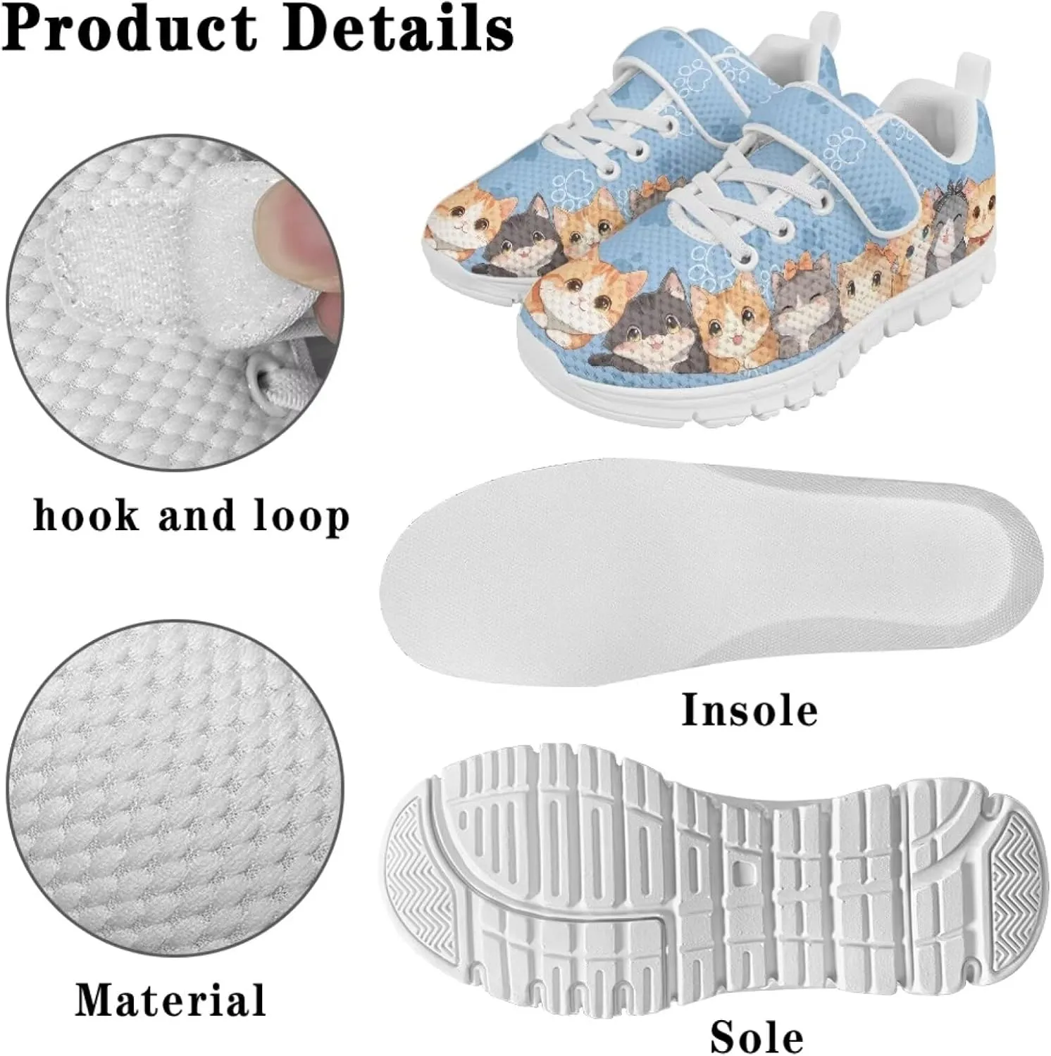 School Sneakers for Girls Boys Running Tennis Shoes Kids Slip on Shoes