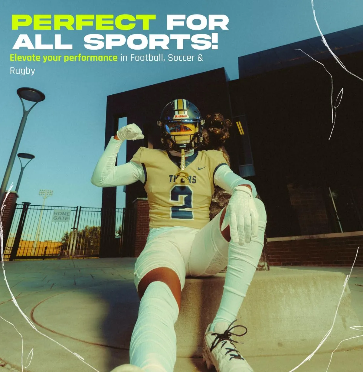 Scrunch Football Socks, Extra Long Padded Sports Socks for Men & Boys