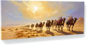Sense Canvas Islamic Desert Caravan Journey 55 Canvas Art - Home Decor Wall Art Print Poster Painting Medium 30x12 / 1.5"