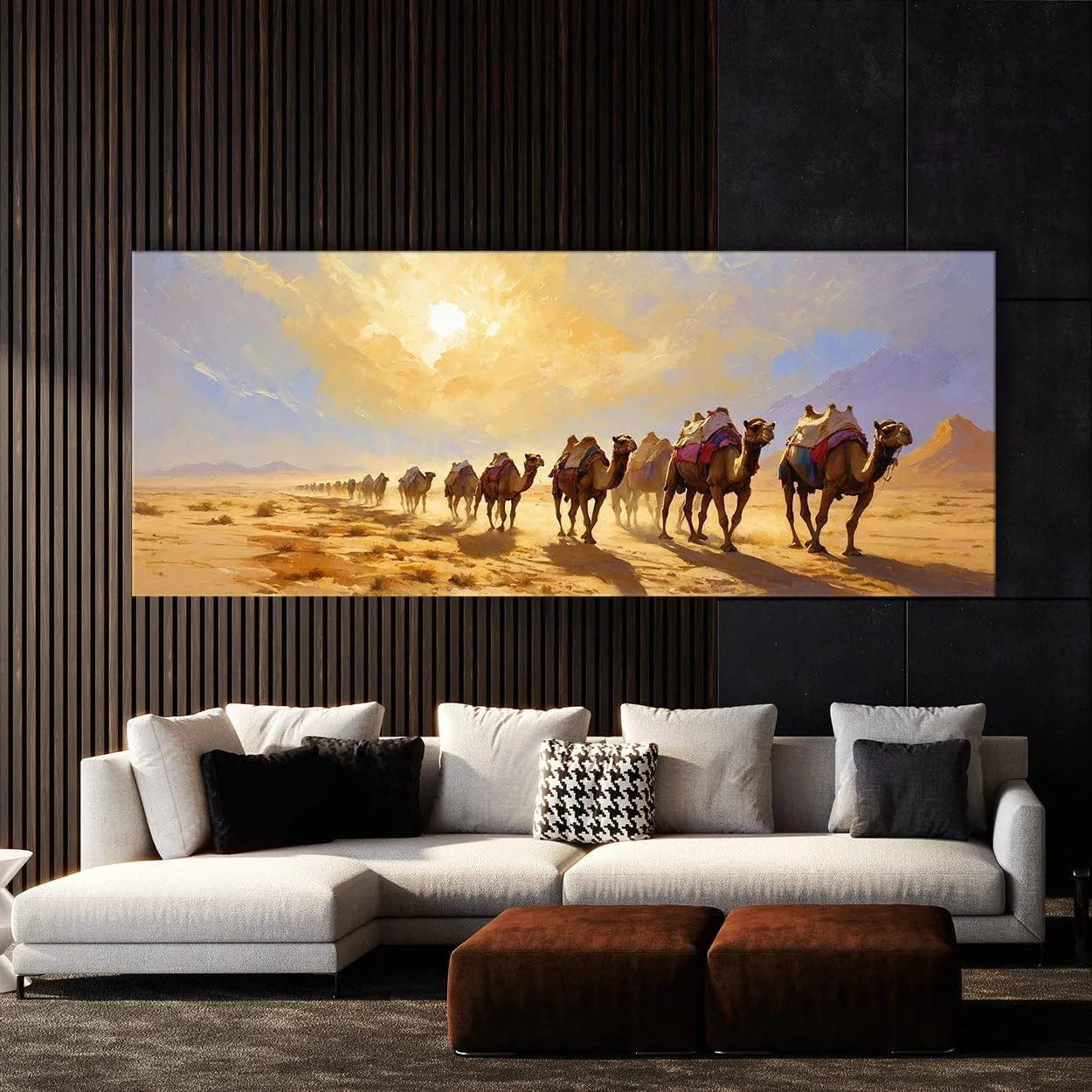 Sense Canvas Islamic Desert Caravan Journey 55 Canvas Art - Home Decor Wall Art Print Poster Painting Medium 30x12 / 1.5"