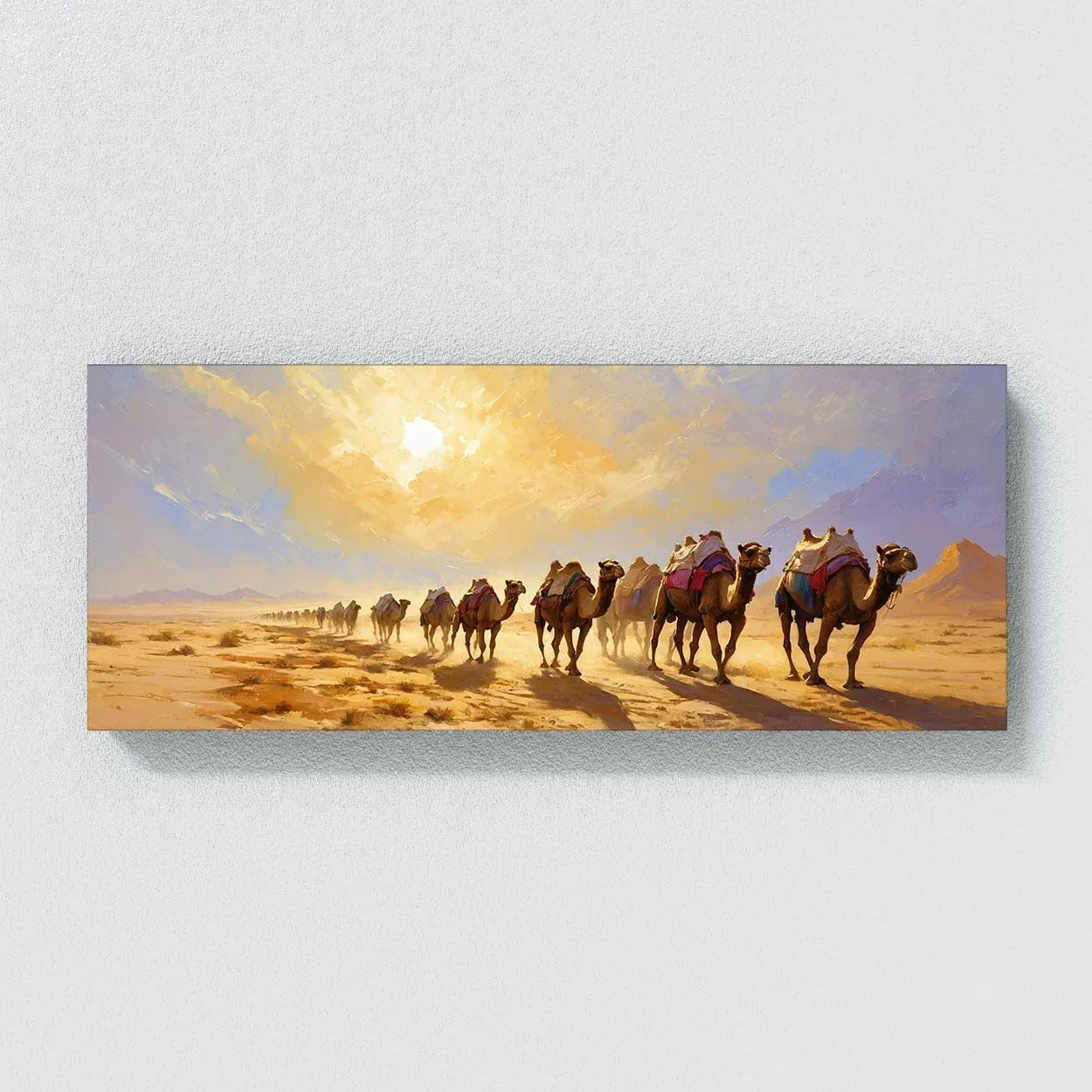 Sense Canvas Islamic Desert Caravan Journey 55 Canvas Art - Home Decor Wall Art Print Poster Painting Medium 30x12 / 1.5"