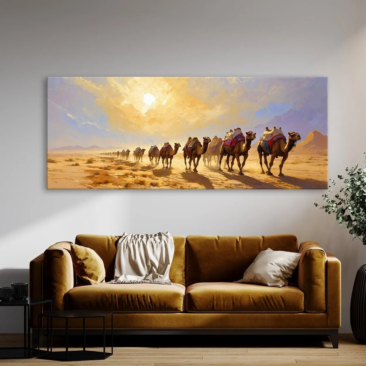 Sense Canvas Islamic Desert Caravan Journey 55 Canvas Art - Home Decor Wall Art Print Poster Painting Medium 30x12 / 1.5"