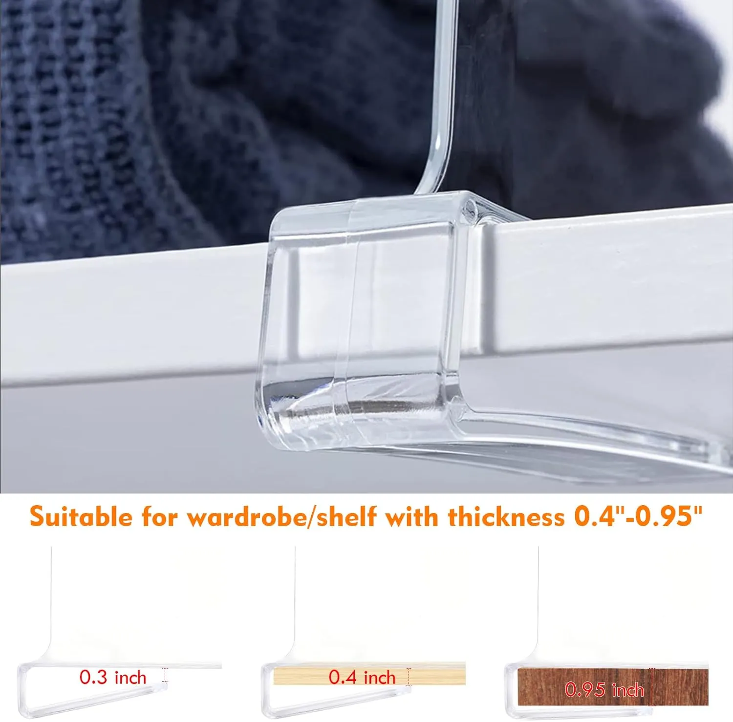 Shelf Dividers for Closet Organization, 12 Pack Clear Acrylic Closet Dividers Shelf Organizer for Wood Shelves, Bag Purse Clothes Sweater Shirt Storage Separator for Bedroom Wardrobe Kitchen