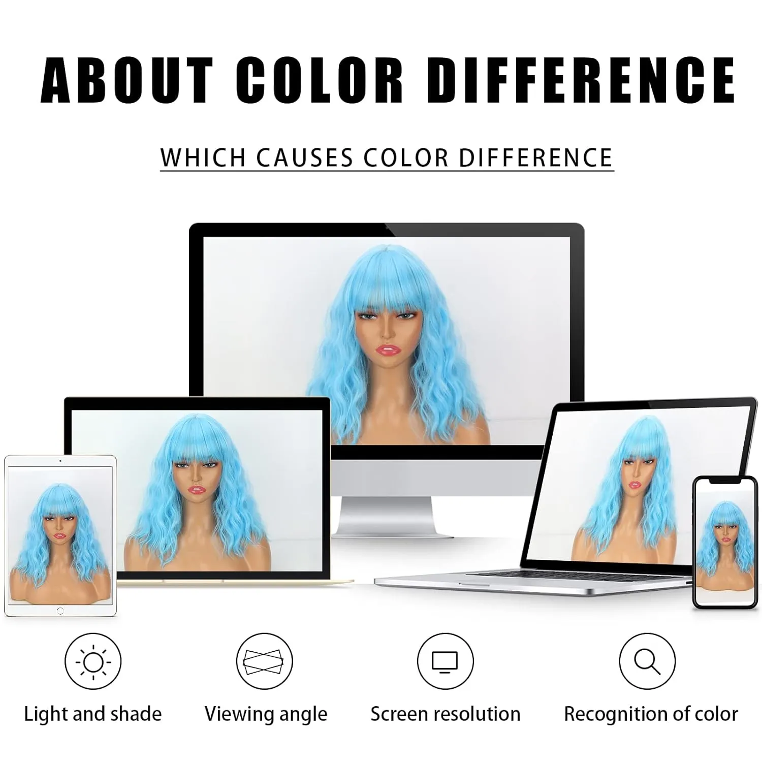Short Blue Wavy Bob Wigs with Bangs for Women Loose Light Blue Wig Synthetic Shoulder Length Cosplay Wig for Girl Colorful Costume Wigs