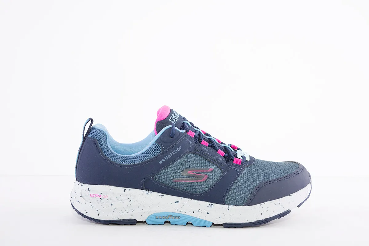 SKECHERS - 124428 GO WALK OUTDOOR LACE UP TRAINER - NAVY/PINK