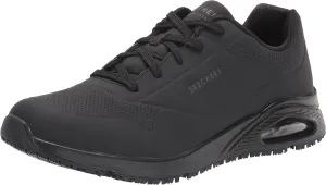 Skechers Men's Work Uno SR Sutal Lace Up Skech AIR 200054 P Food Service Shoe, Black, 11