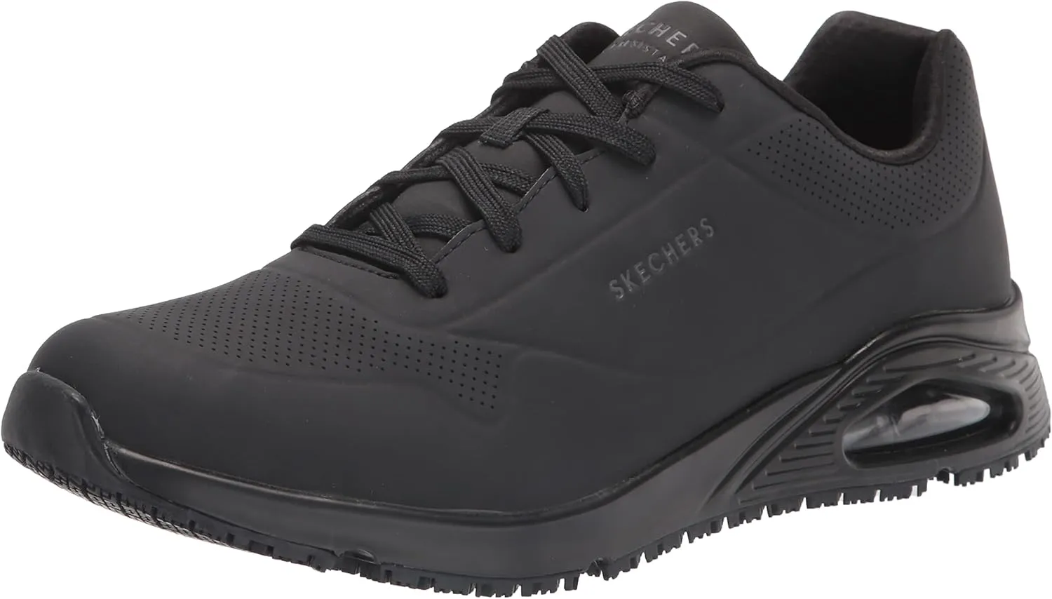 Skechers Men's Work Uno SR Sutal Lace Up Skech AIR 200054 P Food Service Shoe, Black, 11