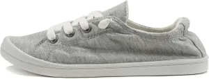 Soda Flat Women Shoes Linen Canvas Slip On Sneakers Lace Up Style Loafers Zig-S (Grey*, Numeric_6)
