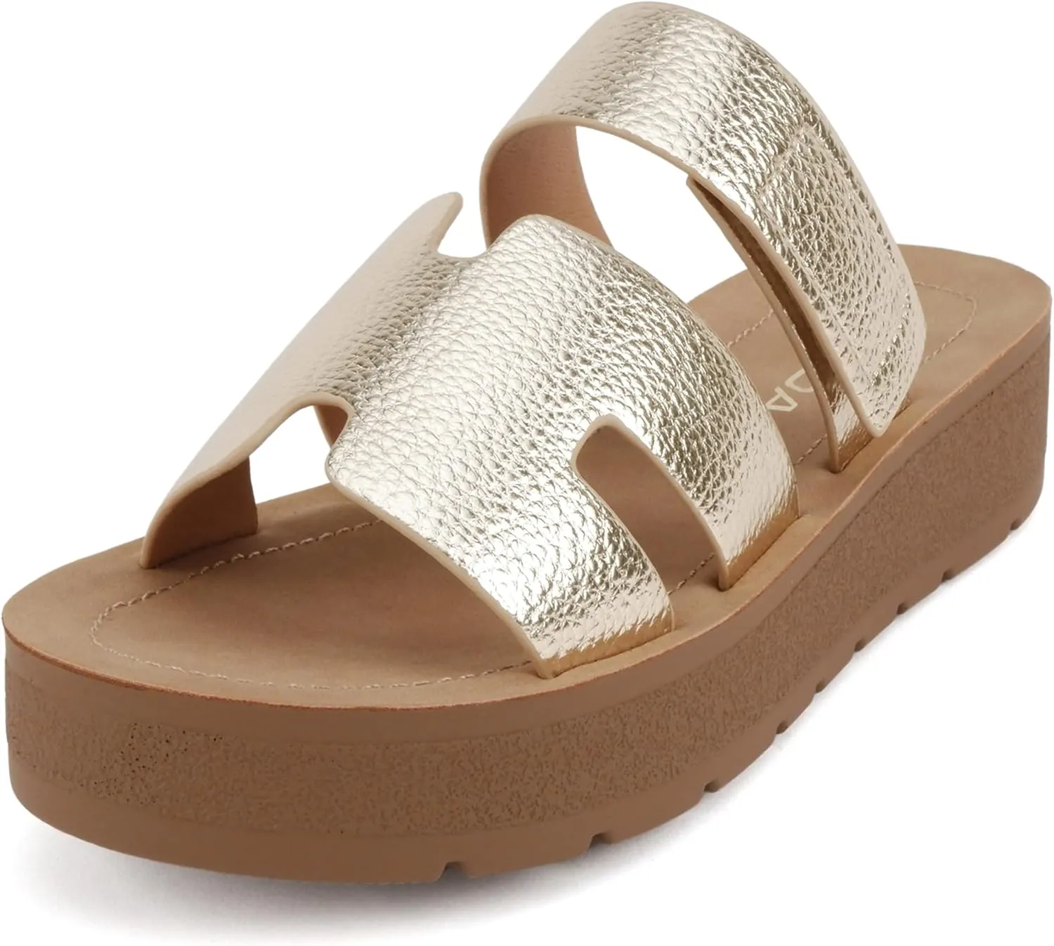 Soda “Tonya” ~ Women Open Round Toe Double Strap Slide On Sandal
