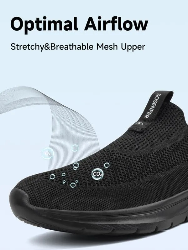 Sosenfer Mens Slip On Hands Free Walking Sneakers Slip in Breathable Athletic Running Shoes Ultra Lightweight Non Slip Tennis Shoes Workout Sneakers for Gym