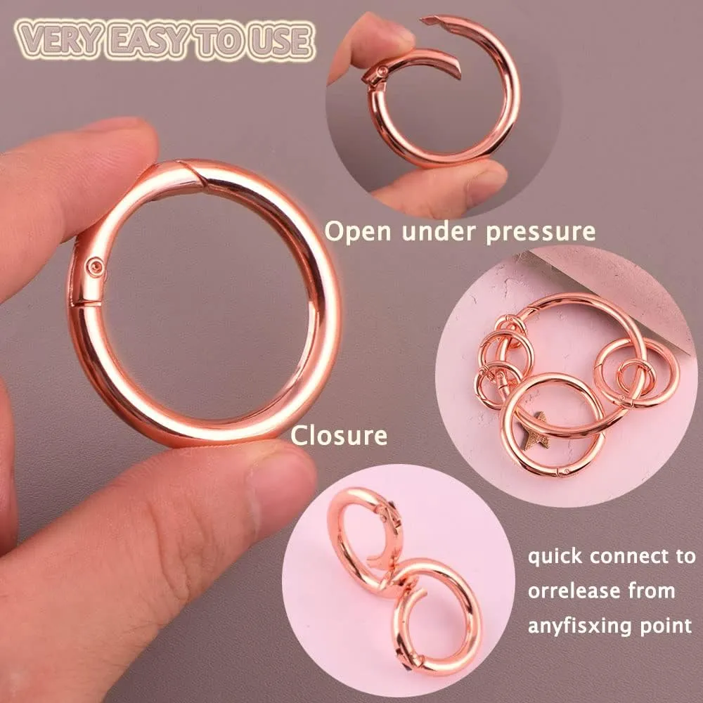 Spring O Ring Metal Buckle Carabiner Clips Opening Round Trigger Spring Keyring Buckle Charm