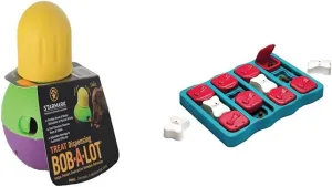 Starmark Treat Dispensing Bob-a-Lot Dog Toy, All Breed Sizes (Pack of 1) & Outward Hound Nina Ottosson Dog Brick Dog Puzzle Interactive Treat Puzzle Dog Enrichment Dog Toy