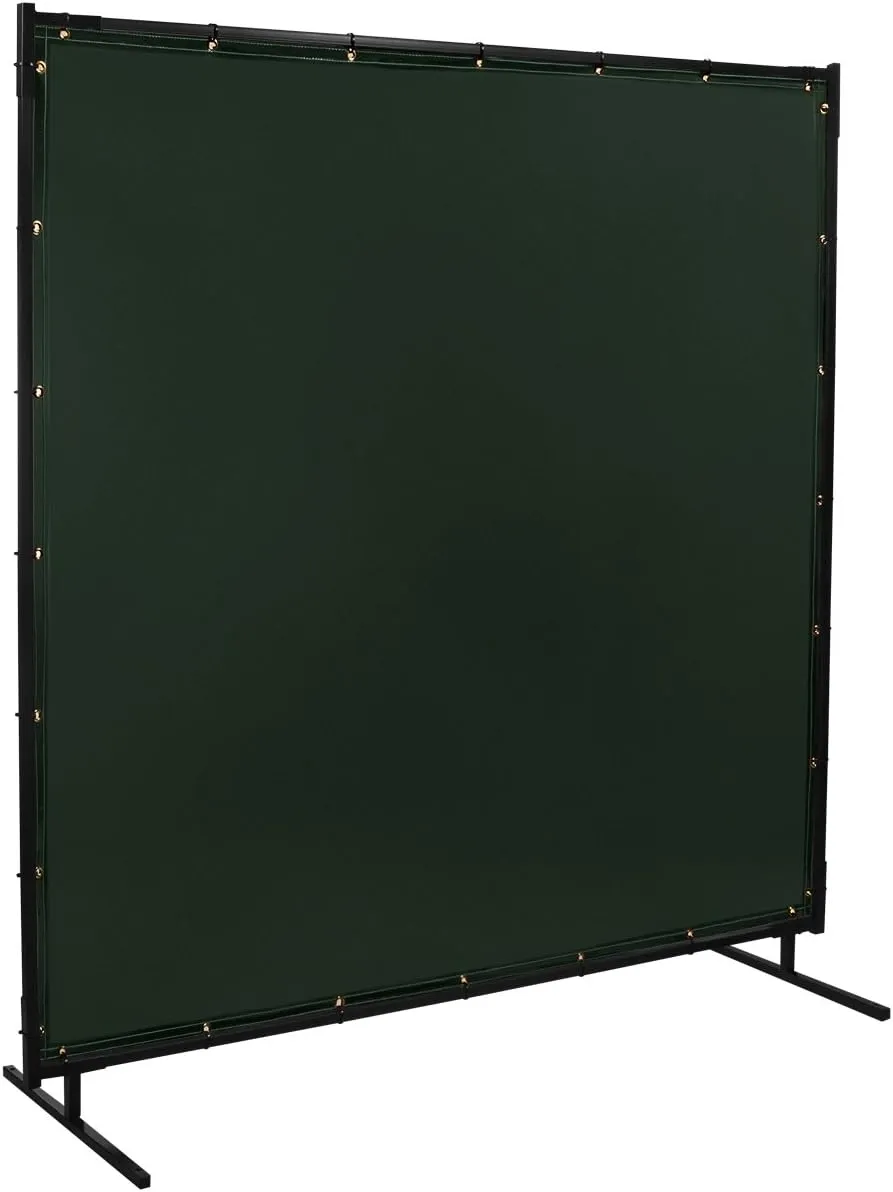 Steiner 533-6X6 Protect-O-Screen Classic Welding Screen with Flame Retardant 14 Mil Tinted Transparent Vinyl Curtain, Green, 6' x 6'