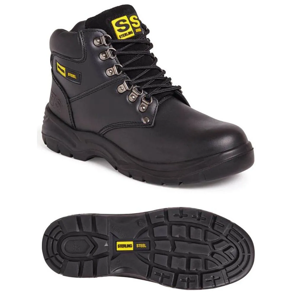 Sterling Black Brown Leather Hiking Safety Work Boot Trainer Steel Toe Cap