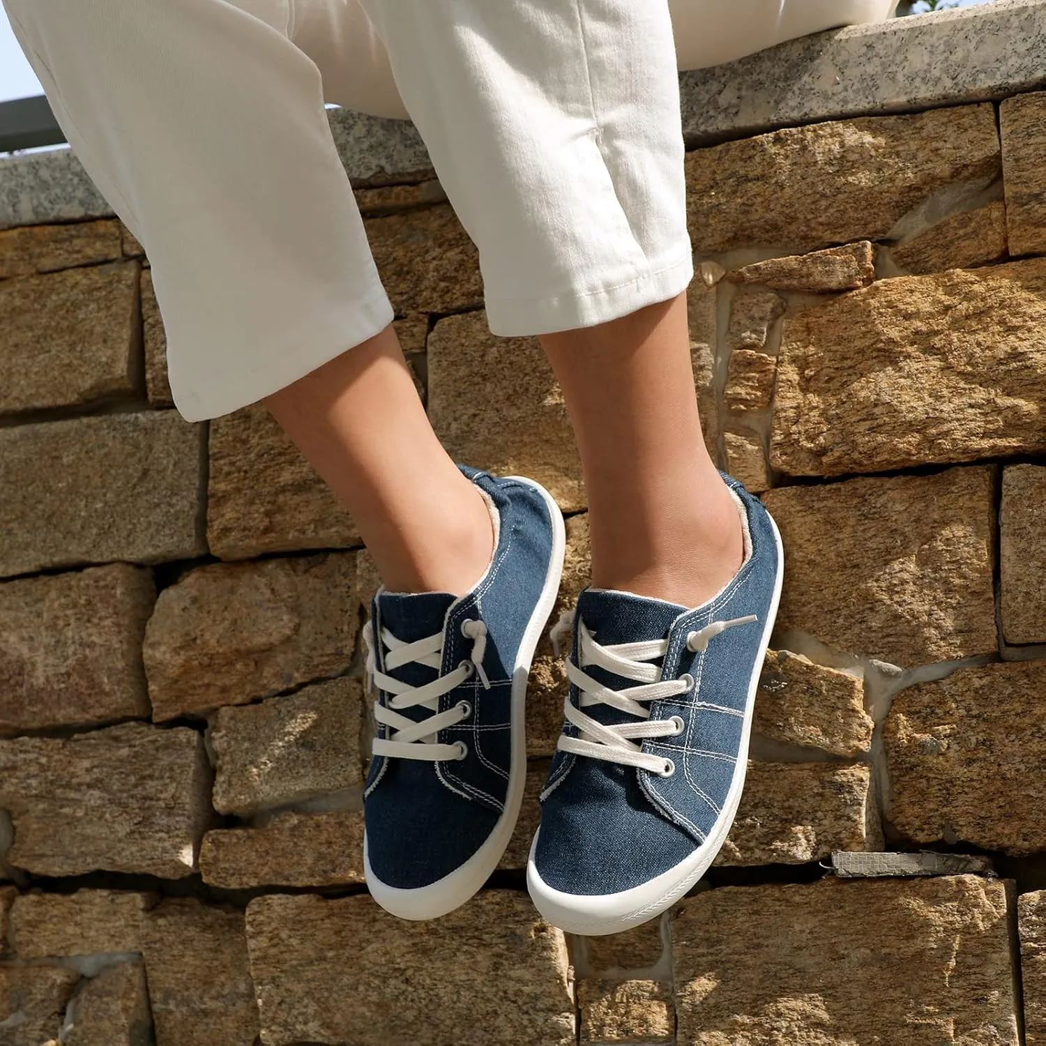 STQ Slip On Canvas Shoes for Womens Casual Fashion Sneakers with Arch Support