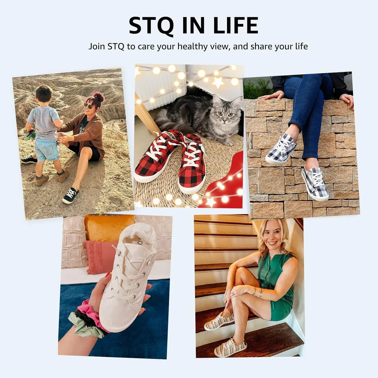 STQ Slip On Canvas Shoes for Womens Casual Fashion Sneakers with Arch Support