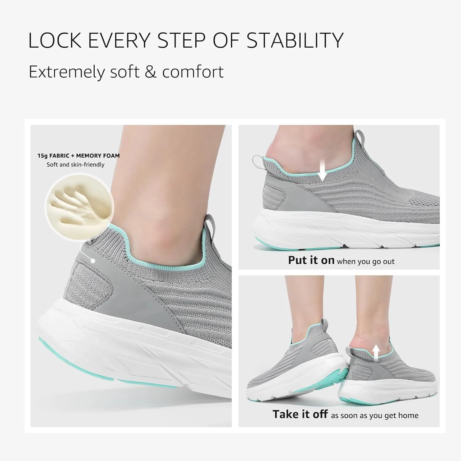 STQ Women's Slip on Sneakers Wide Toe Box Walking Tennis Shoes Cushion Sole Comfortable Orthopedic Arch Support Breathable Plantar Fasciitis Non-Slip Athletic Gym Workout Shoe