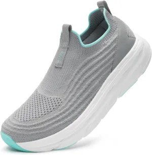 STQ Women's Slip on Sneakers Wide Toe Box Walking Tennis Shoes Cushion Sole Comfortable Orthopedic Arch Support Breathable Plantar Fasciitis Non-Slip Athletic Gym Workout Shoe