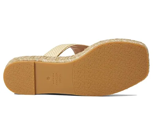 Stuart Weitzman Pearl Buckle Espadrille Sandal Wheat 7.5 M