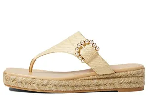 Stuart Weitzman Pearl Buckle Espadrille Sandal Wheat 7.5 M