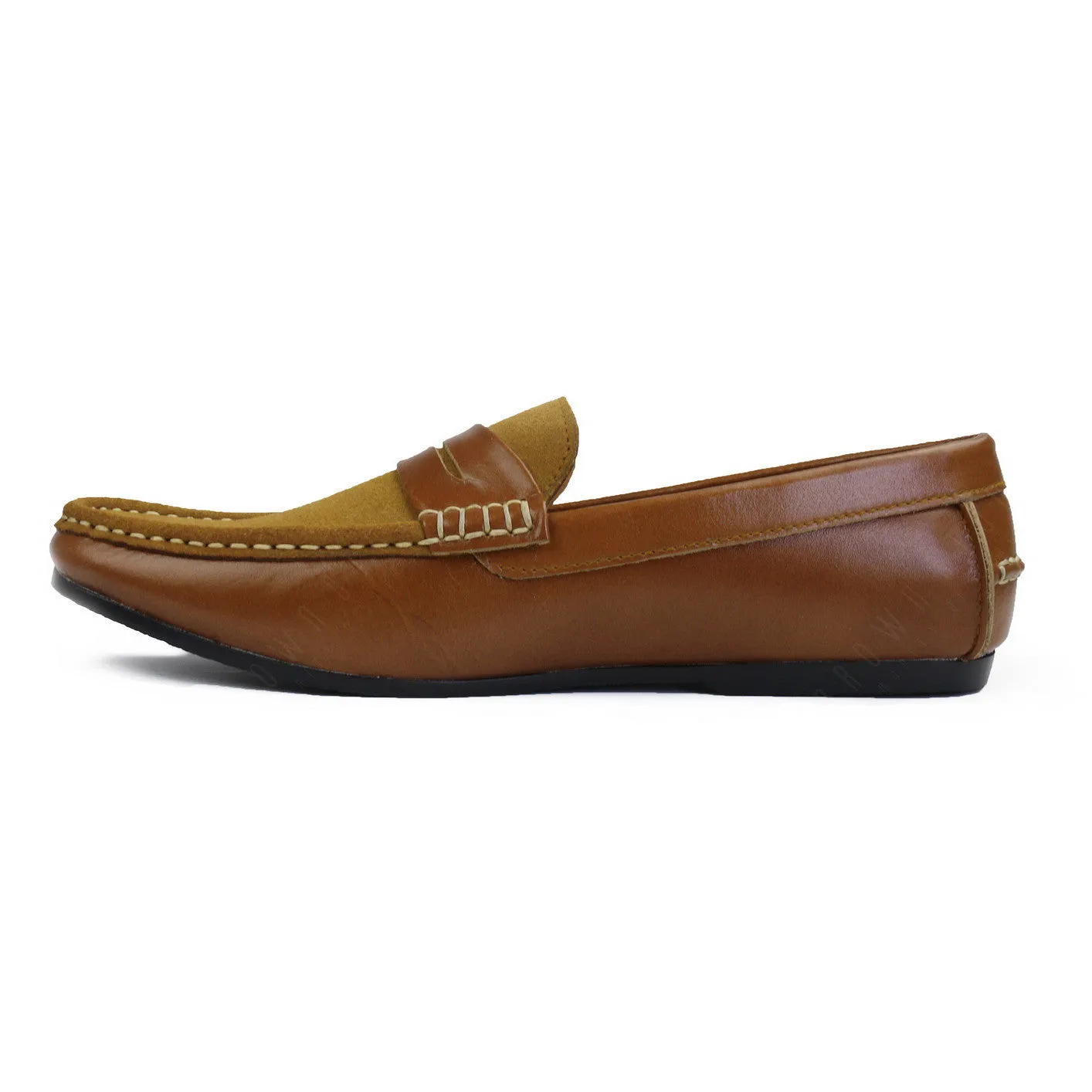 Suede Flip Leather Loafer Pure Beige
