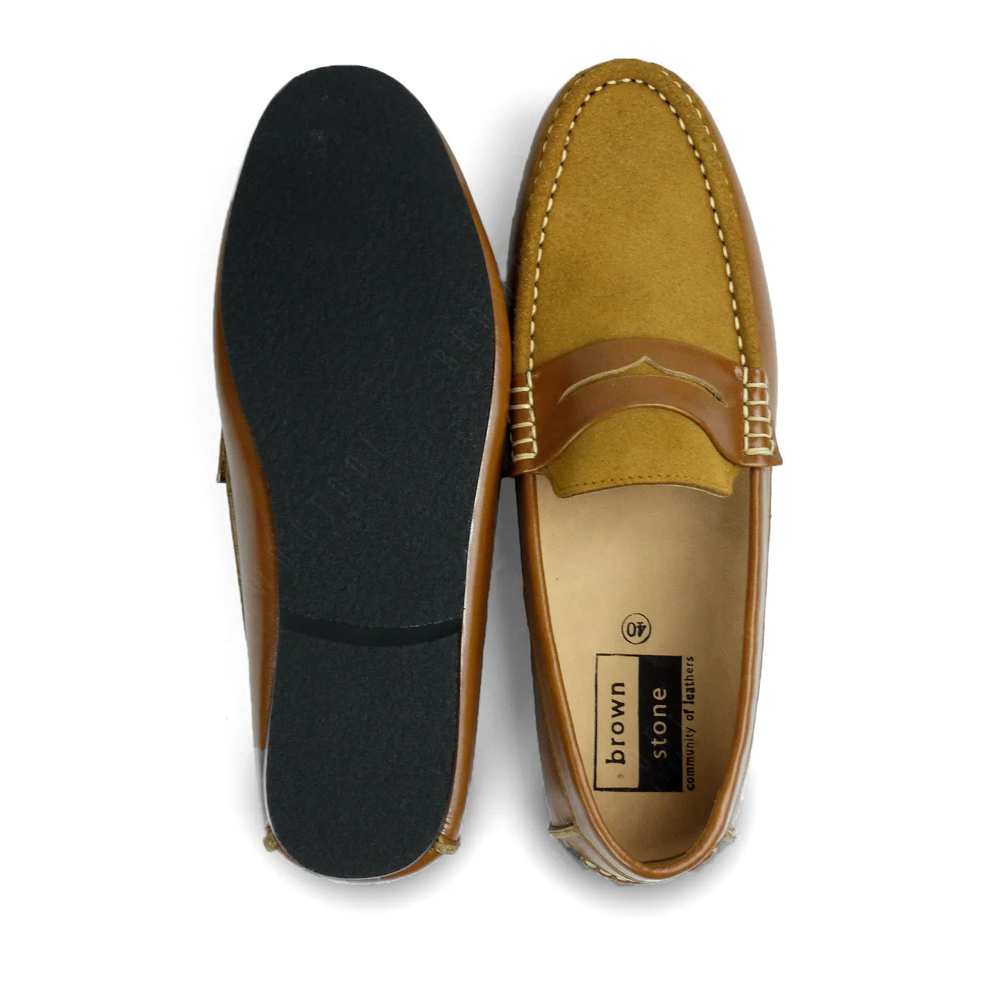 Suede Flip Leather Loafer Pure Beige