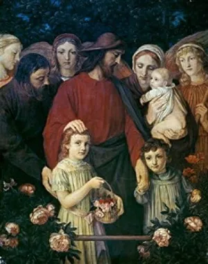 Suffer Little Children by Wilhelm August Steinhausen oil on canvas (1846-1924) Poster Print (24 x 36)