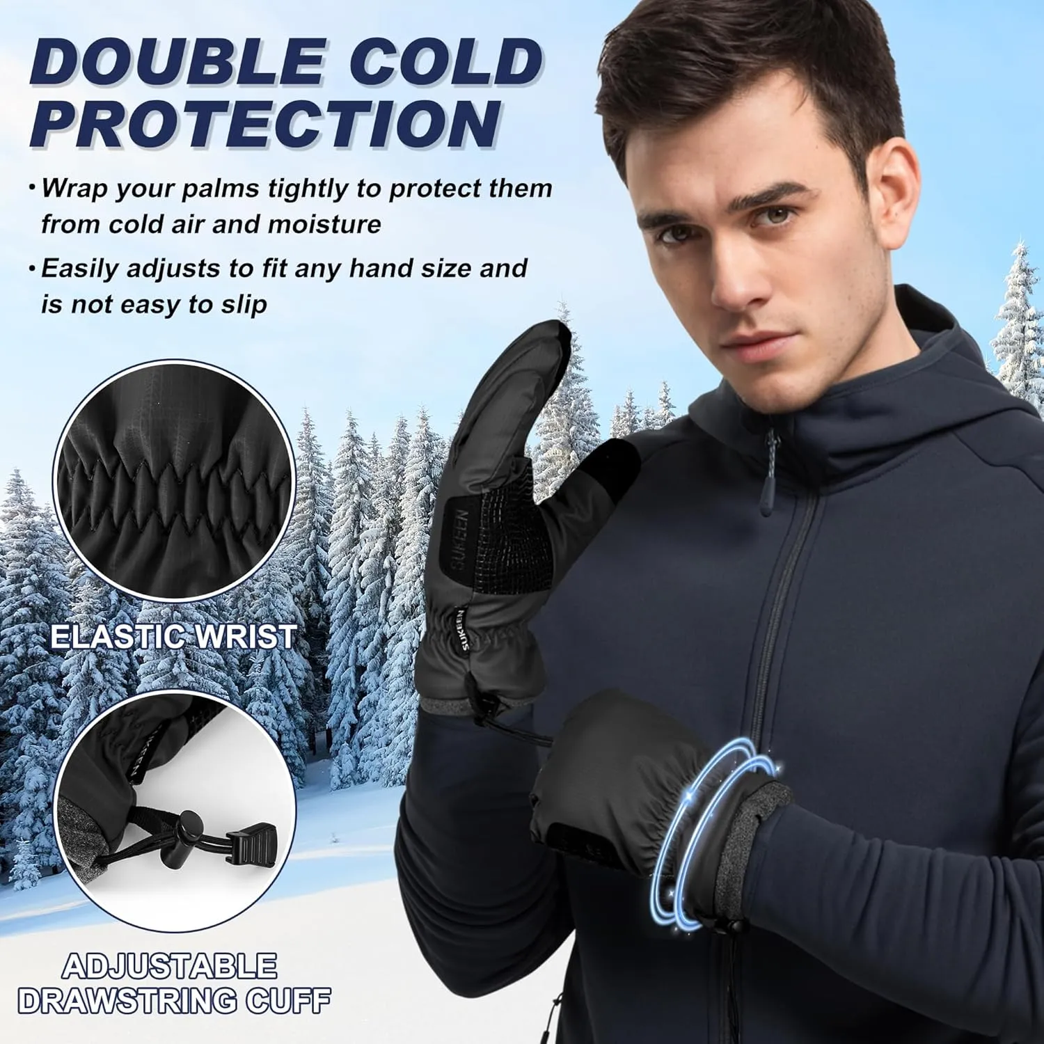 Sukeen Windproof Winter Gloves for Cold Weather, Soft Warm Touchscreen Anti-Slip Mens Winter Gloves for Running Driving Cycling Hiking Biking Outdoor Sports Daily Work