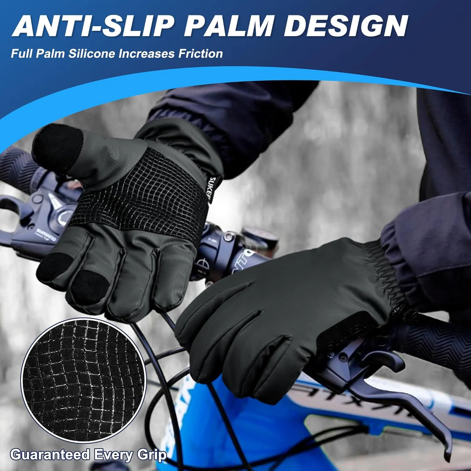 Sukeen Windproof Winter Gloves for Cold Weather, Soft Warm Touchscreen Anti-Slip Mens Winter Gloves for Running Driving Cycling Hiking Biking Outdoor Sports Daily Work