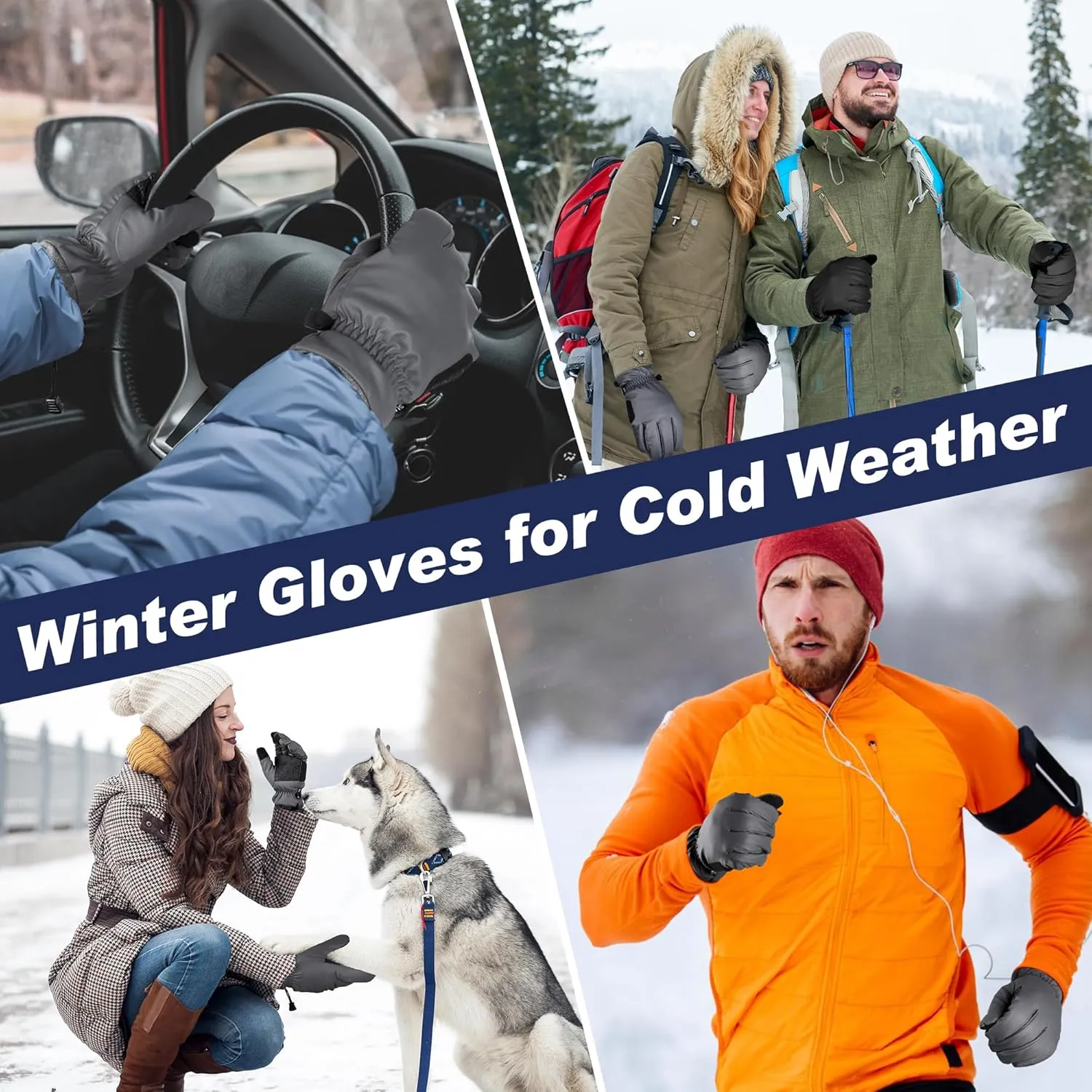 Sukeen Windproof Winter Gloves for Cold Weather, Soft Warm Touchscreen Anti-Slip Mens Winter Gloves for Running Driving Cycling Hiking Biking Outdoor Sports Daily Work