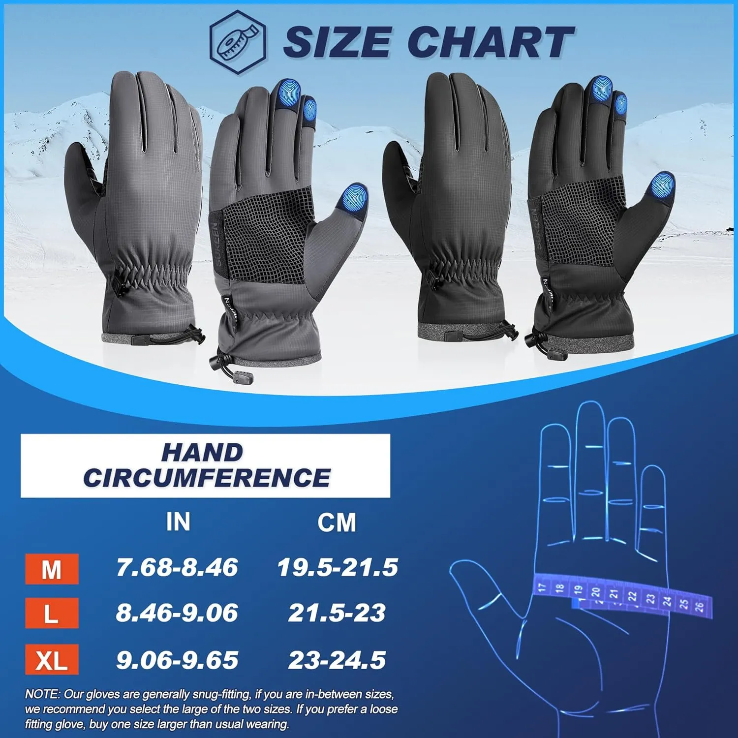 Sukeen Windproof Winter Gloves for Cold Weather, Soft Warm Touchscreen Anti-Slip Mens Winter Gloves for Running Driving Cycling Hiking Biking Outdoor Sports Daily Work