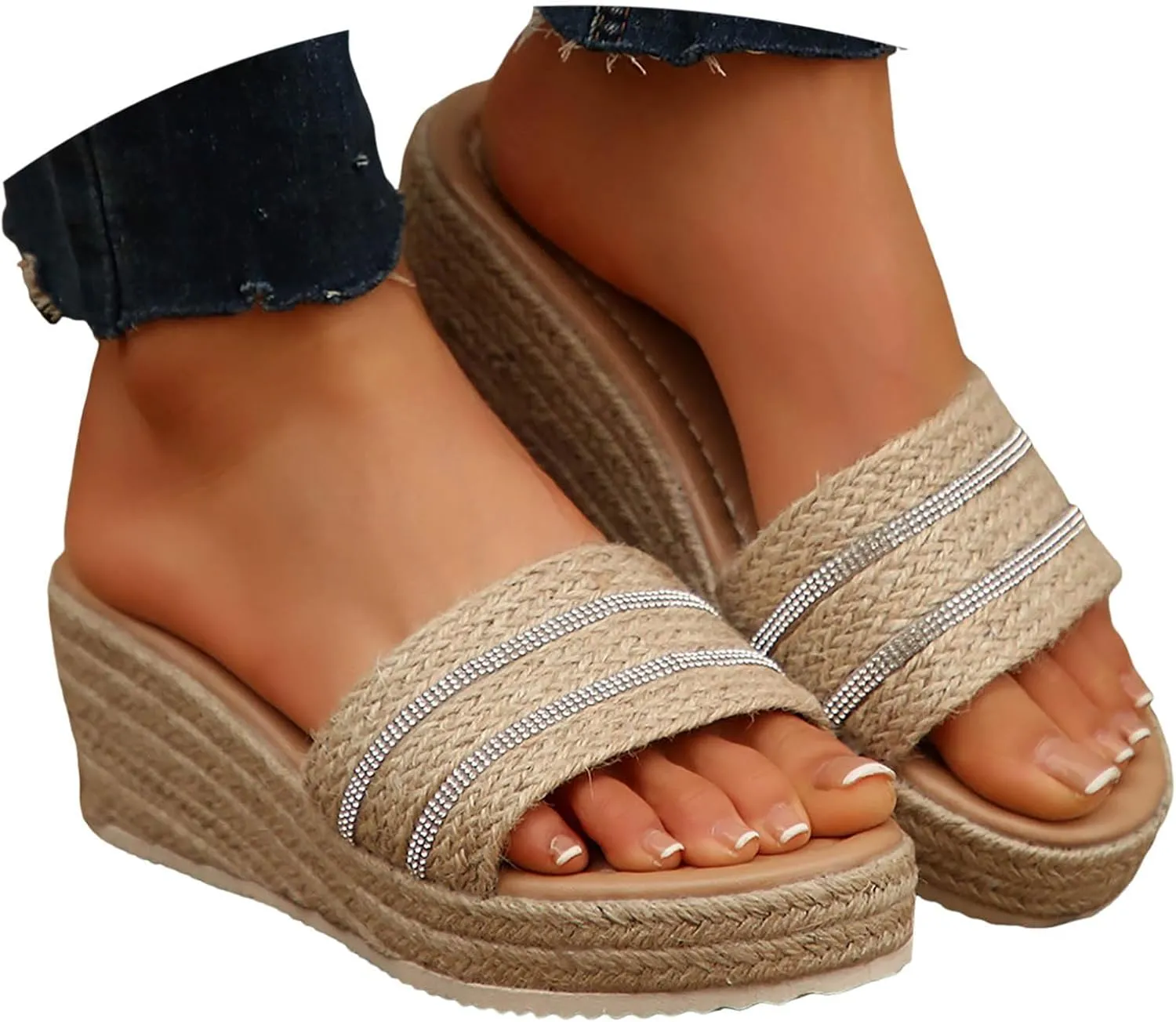 Summer Sandals For Women 2025 Wedge Heel Platform Slides Casual Slide Slip Open Toe Slides Daily Beach Wedges Shoes