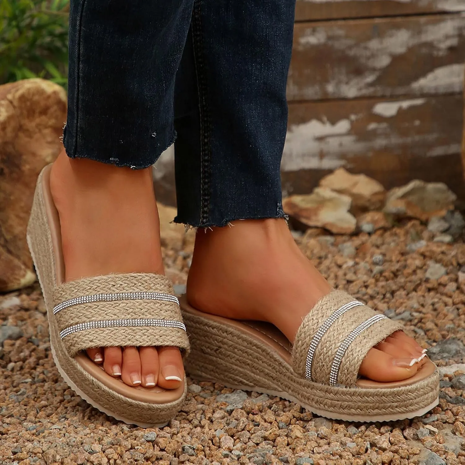 Summer Sandals For Women 2025 Wedge Heel Platform Slides Casual Slide Slip Open Toe Slides Daily Beach Wedges Shoes