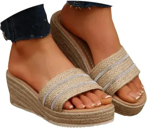 Summer Sandals For Women 2025 Wedge Heel Platform Slides Casual Slide Slip Open Toe Slides Daily Beach Wedges Shoes