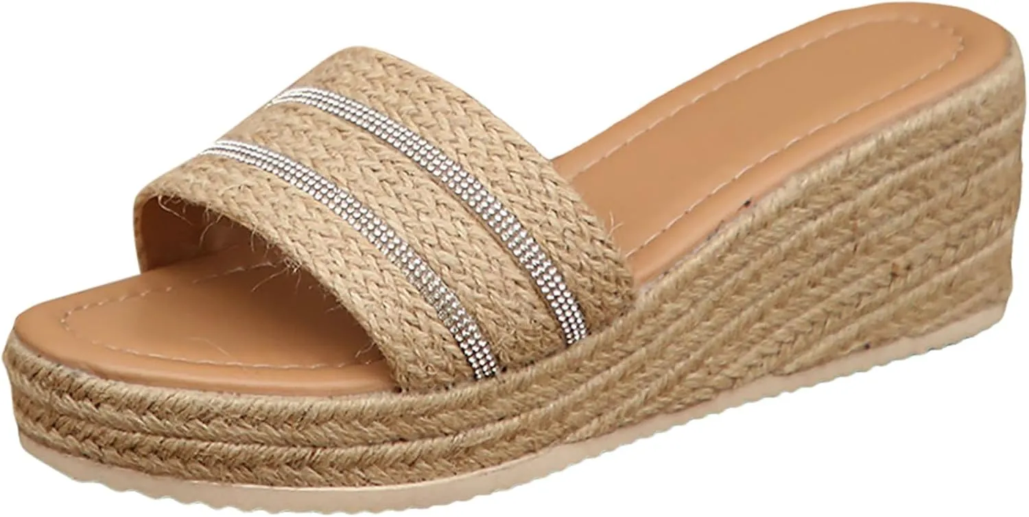 Summer Sandals For Women 2025 Wedge Heel Platform Slides Casual Slide Slip Open Toe Slides Daily Beach Wedges Shoes