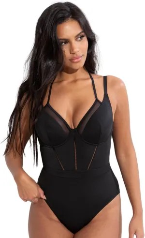 Sydney Double Strap Control Underwire One-Piece 36F, Black